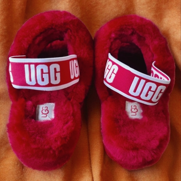 UGG Fluff Yeah Slide Red Ribbon ❤️Slingback Shoes Slippers Sandals Size 8 Women - Picture 5 of 9